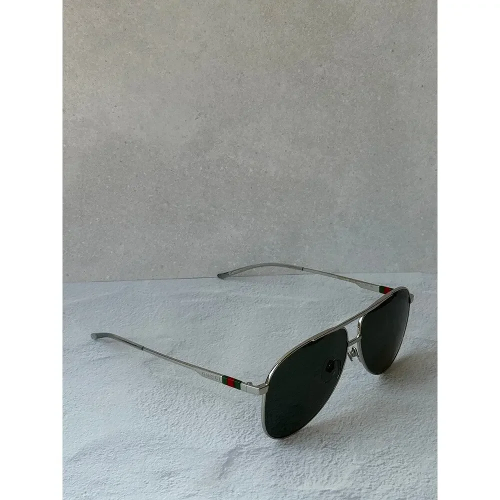 NEW Gucci GG1677S Silver Grey Lens Aviator Sunglasses $630
